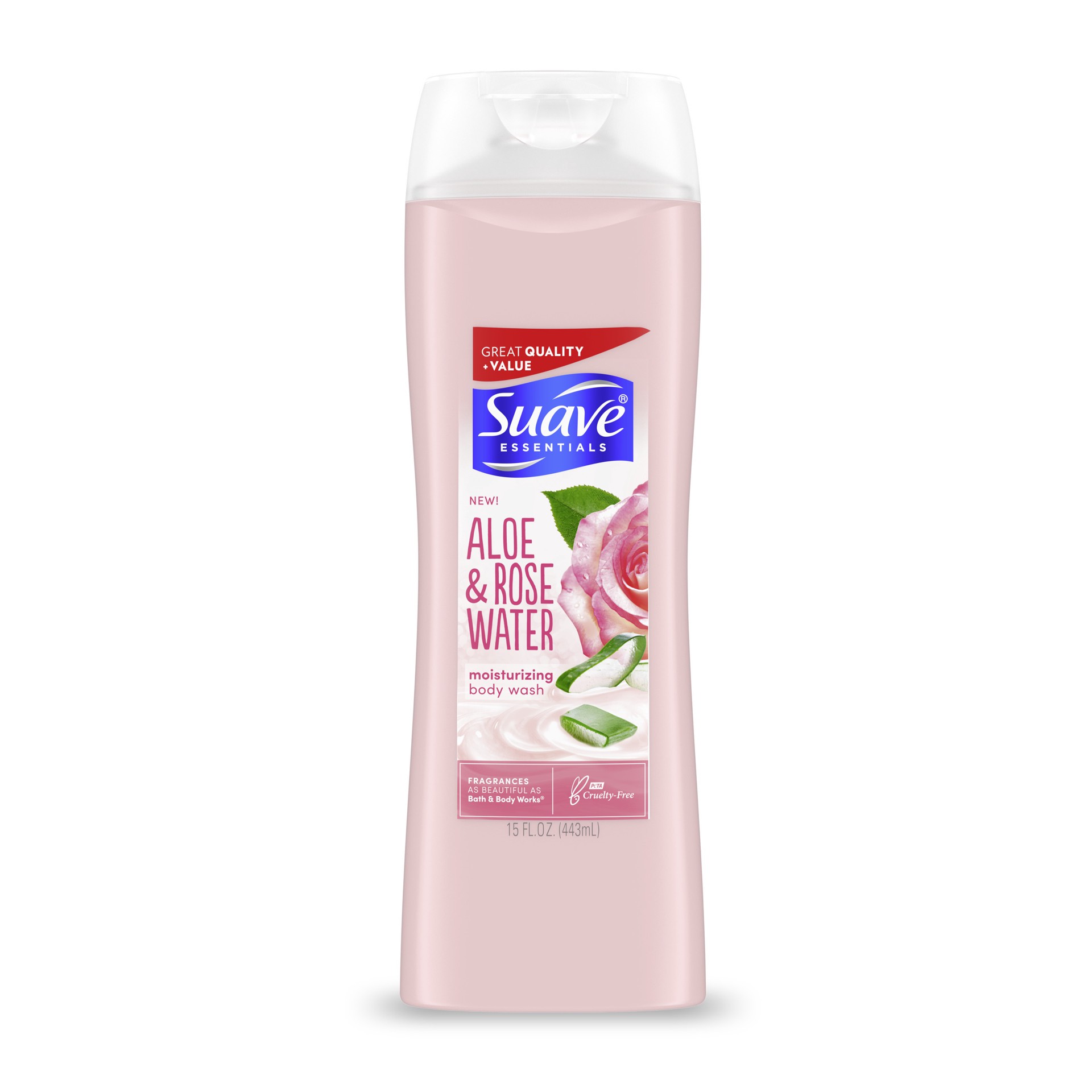 slide 1 of 4, Suave Essentials Moisturizing Body Wash Aloe & Rosewater, 15 oz, 15 oz