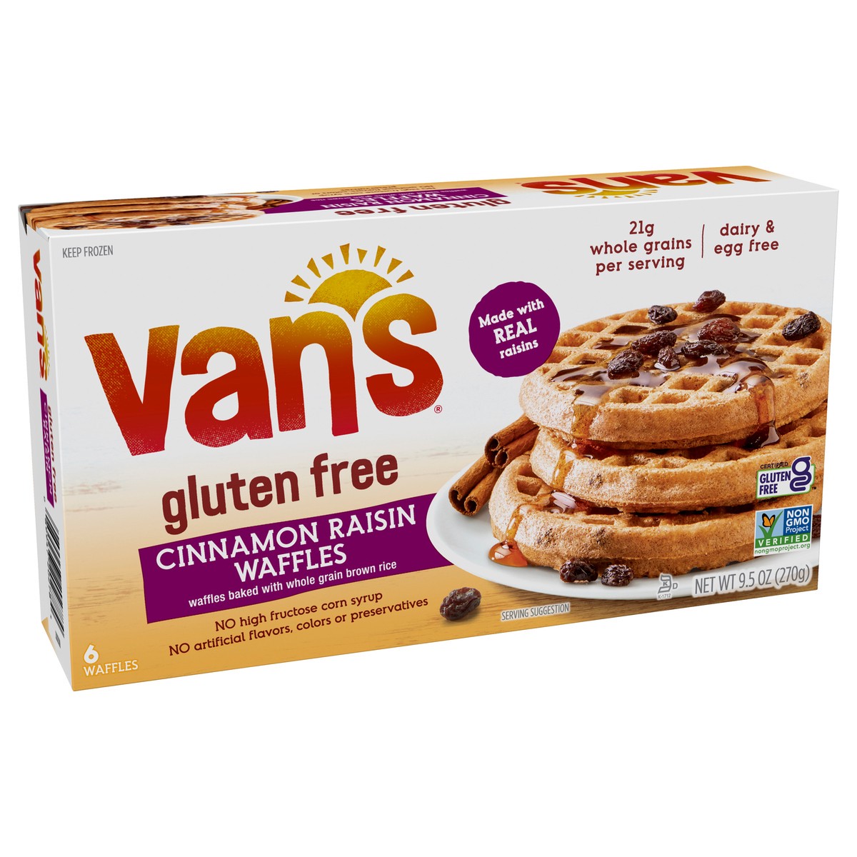 slide 5 of 11, Van S Gf Cinnamon Raisin Waffl, 9.5 oz