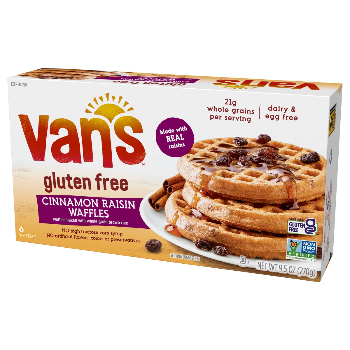 slide 4 of 11, Van S Gf Cinnamon Raisin Waffl, 9.5 oz