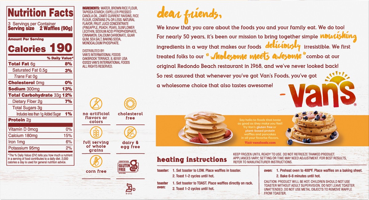 slide 2 of 11, Van S Gf Cinnamon Raisin Waffl, 9.5 oz