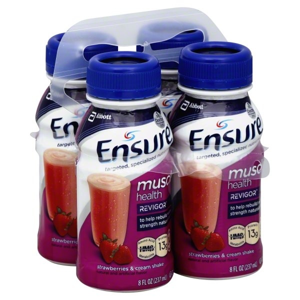 slide 1 of 5, Ensure Muscle Health Strawberries And Cream Nutritional Shake, 4 ct; 8 fl oz