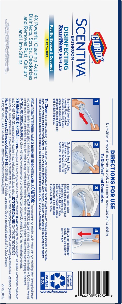 slide 5 of 6, Scentiva 9 Pack Disinfecting Pacific Breeze & Coconut ToiletWand Refills 9 ea, 9 ct