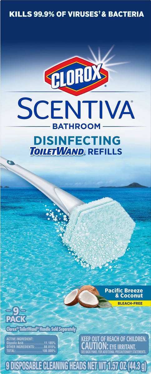 slide 4 of 6, Scentiva 9 Pack Disinfecting Pacific Breeze & Coconut ToiletWand Refills 9 ea, 9 ct