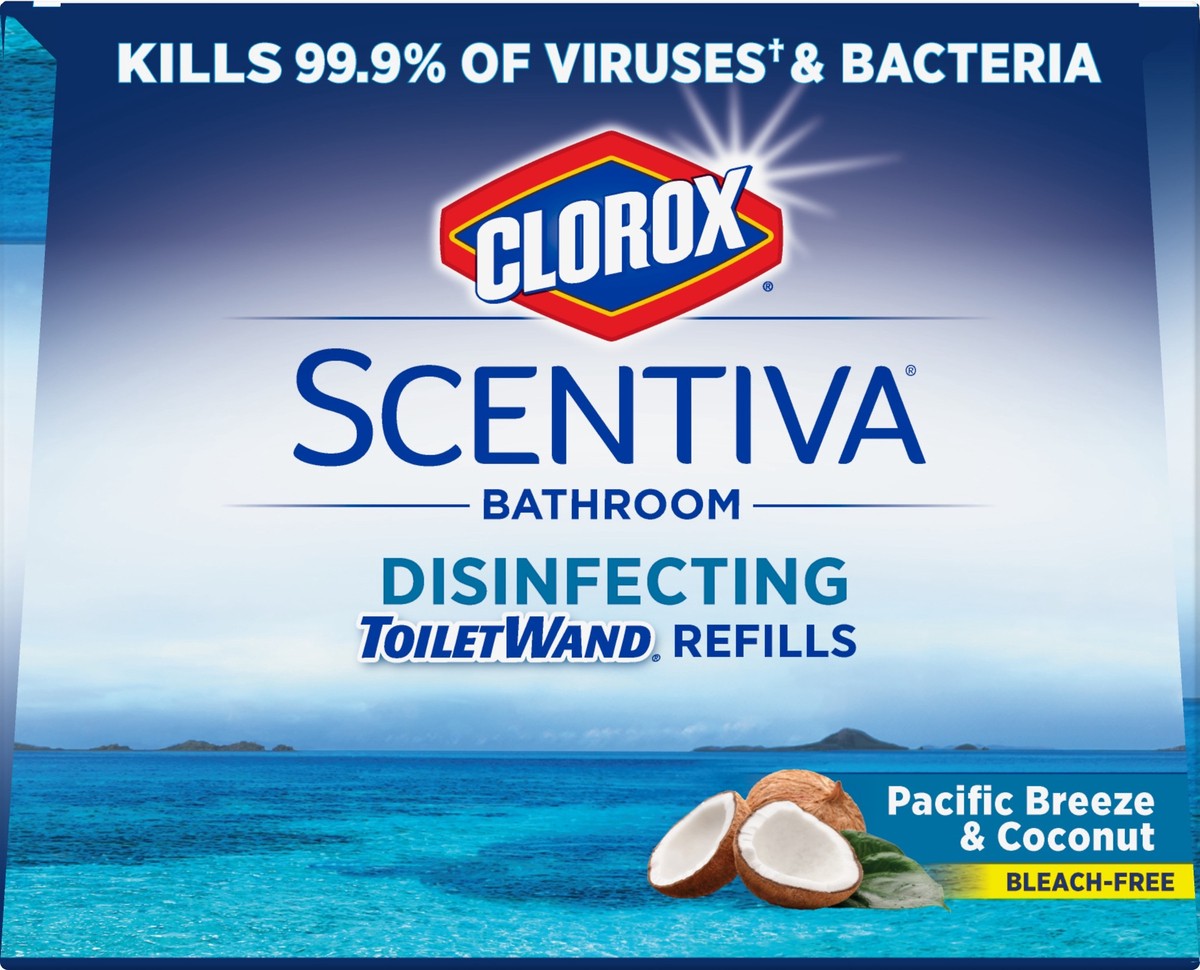 slide 6 of 6, Scentiva 9 Pack Disinfecting Pacific Breeze & Coconut ToiletWand Refills 9 ea, 9 ct