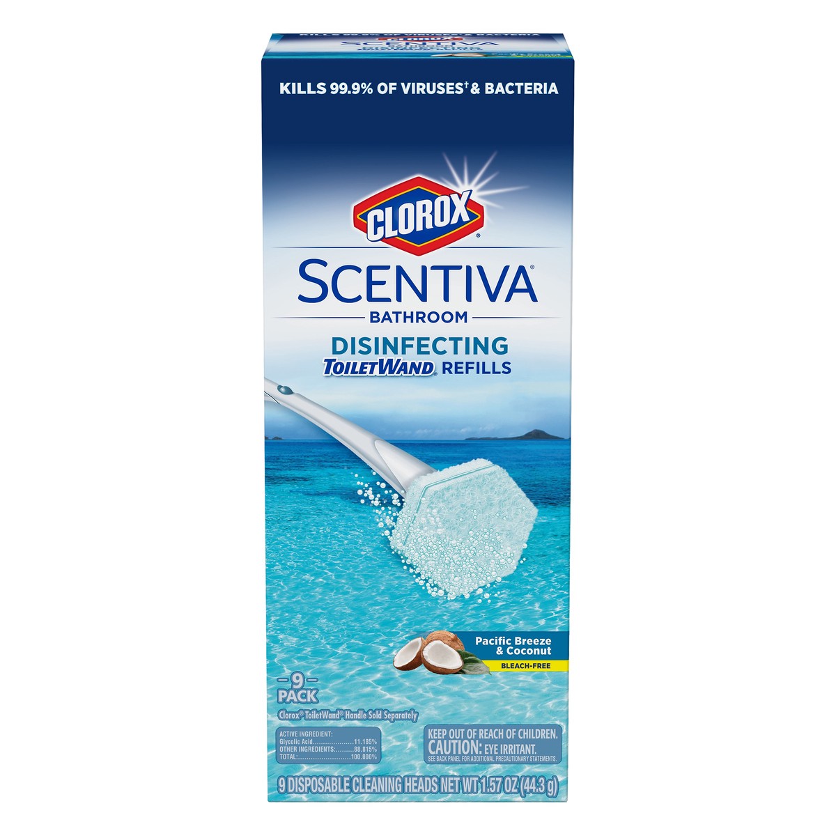 slide 2 of 6, Scentiva 9 Pack Disinfecting Pacific Breeze & Coconut ToiletWand Refills 9 ea, 9 ct