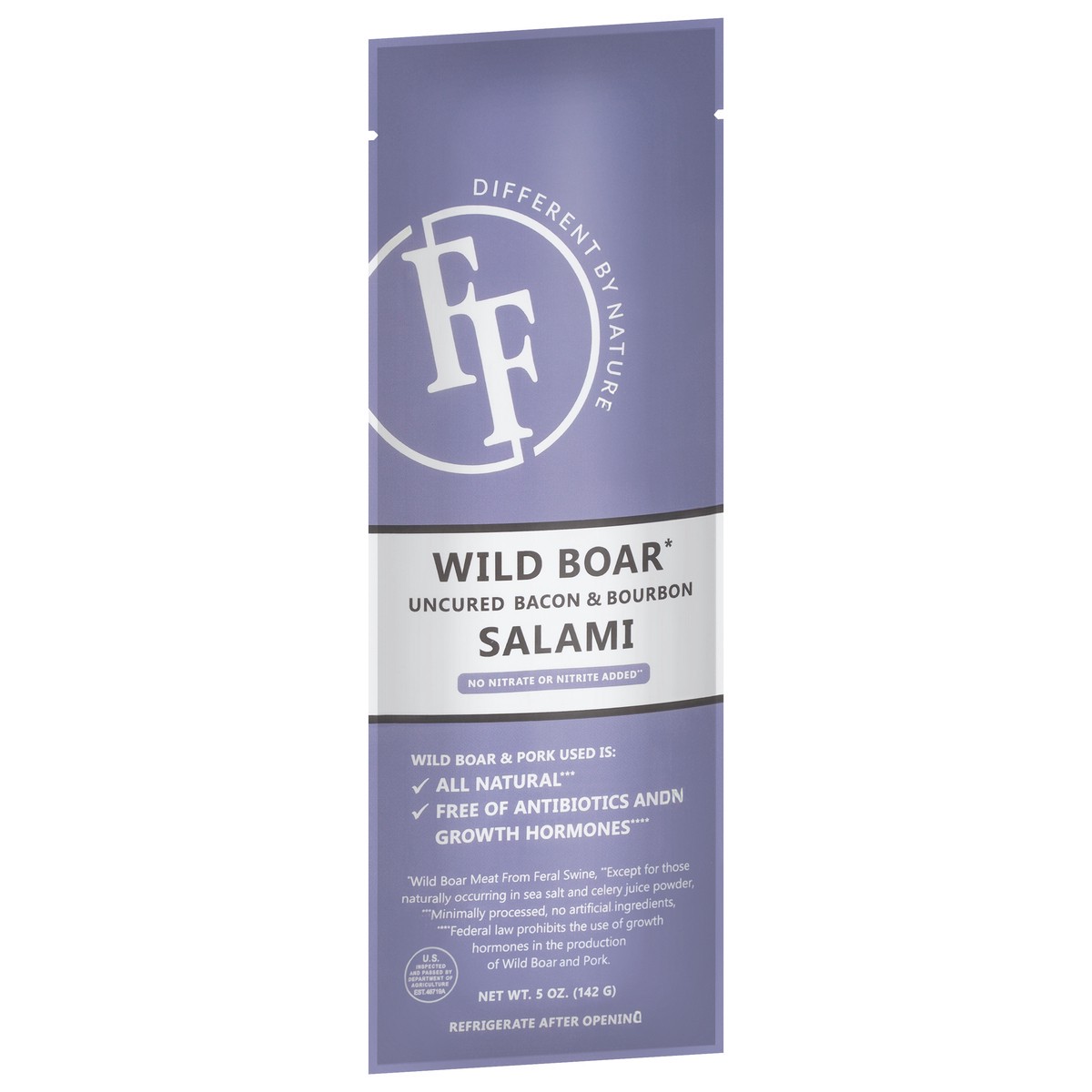 slide 2 of 4, Fossilfarm Fossil Farms Wild Boar, Uncured Bacon & Bourbon Salami, 5 oz