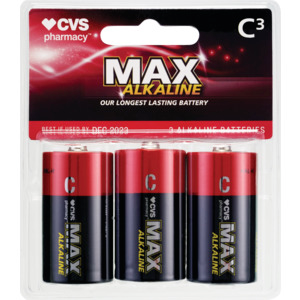 slide 1 of 1, CVS Health Max Alkaline Battery C, 3 ct