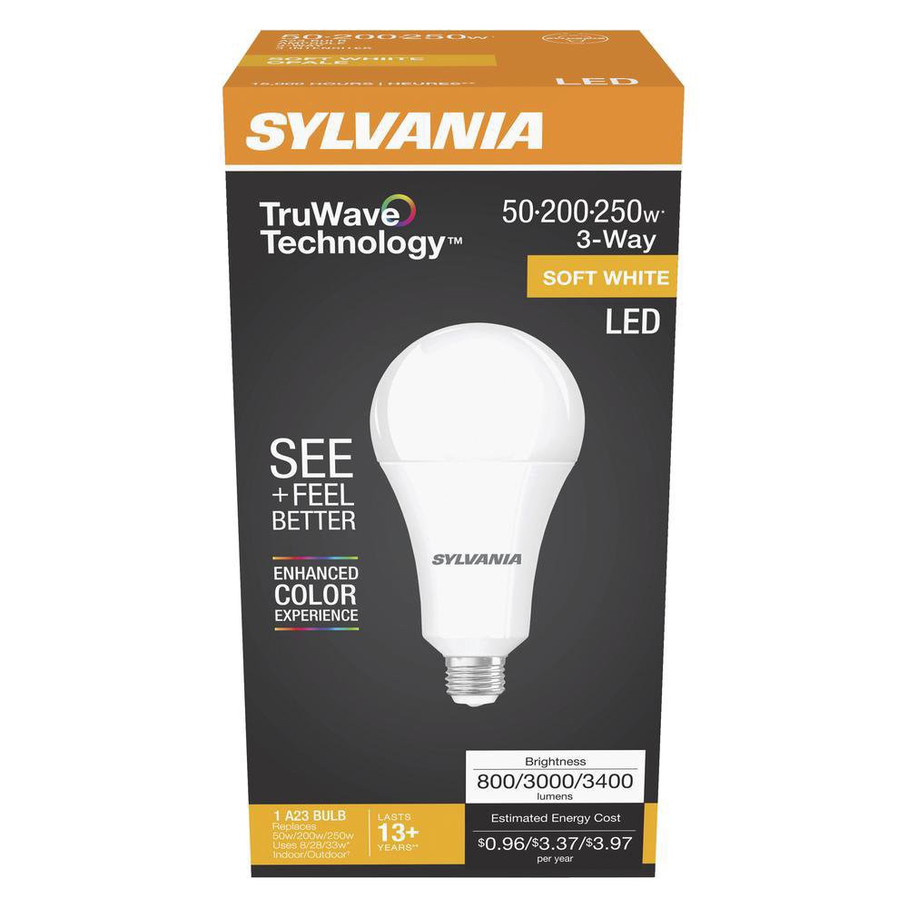 slide 1 of 1, Sylvania TruWave A23 3-Way LED Light Bulb - Soft White, 1 ct