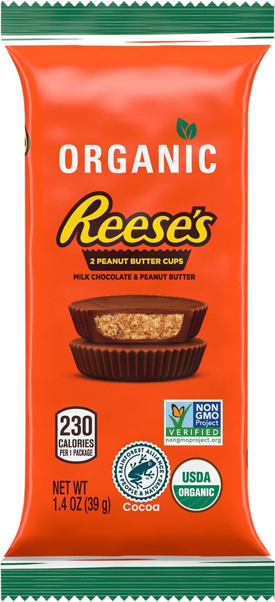 slide 6 of 6, Reese's Organic Milk Chocolate Peanut Butter Cups Candy Pack, 1.4 oz, 7.37 oz