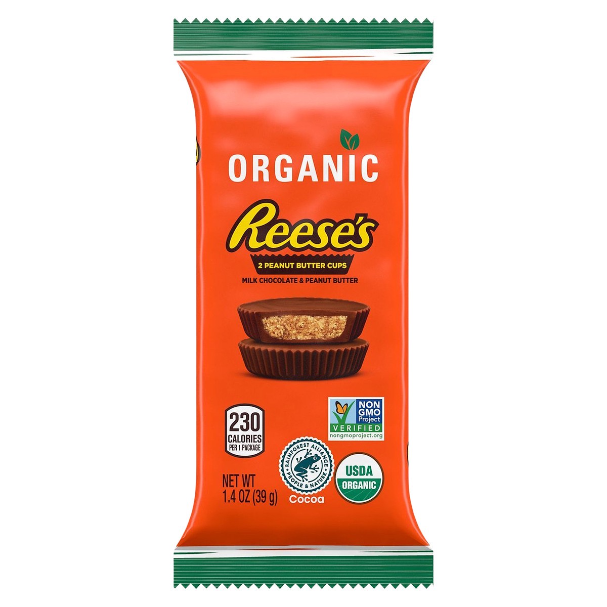 slide 4 of 6, Reese's Organic Milk Chocolate Peanut Butter Cups Candy Pack, 1.4 oz, 7.37 oz