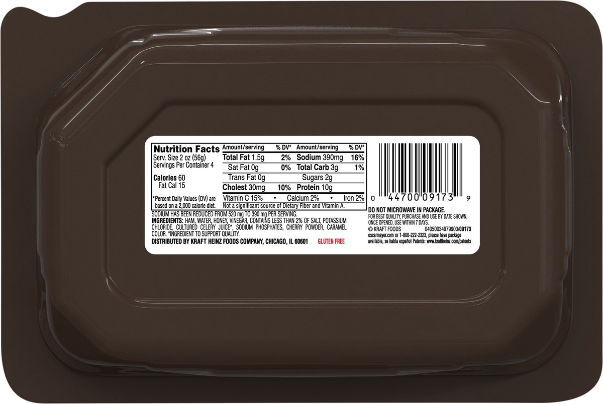 slide 5 of 9, Oscar Mayer Deli Fresh Honey Uncured Ham Sliced Lunch Meat with 27% Lower Sodium, 8 oz. Tray, 8 oz