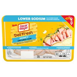 Oscar Mayer Deli Fresh Honey Uncured Ham Sliced Lunch Meat with 27% Lower Sodium, 8 oz. Tray