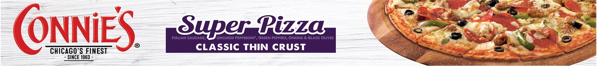 slide 10 of 14, Connie's Classic Thin Crust Super Pizza 25.49 oz, 25.49 oz