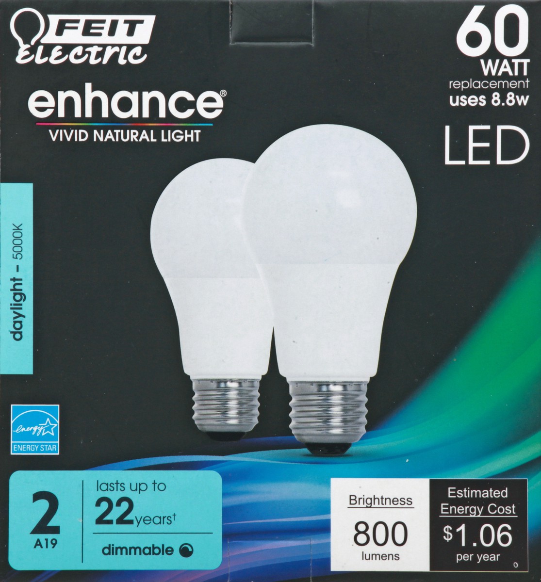slide 9 of 11, Feit Electric Enhance LED 8.8 Watts Daylight Light Bulbs 2 ea, 2 ct