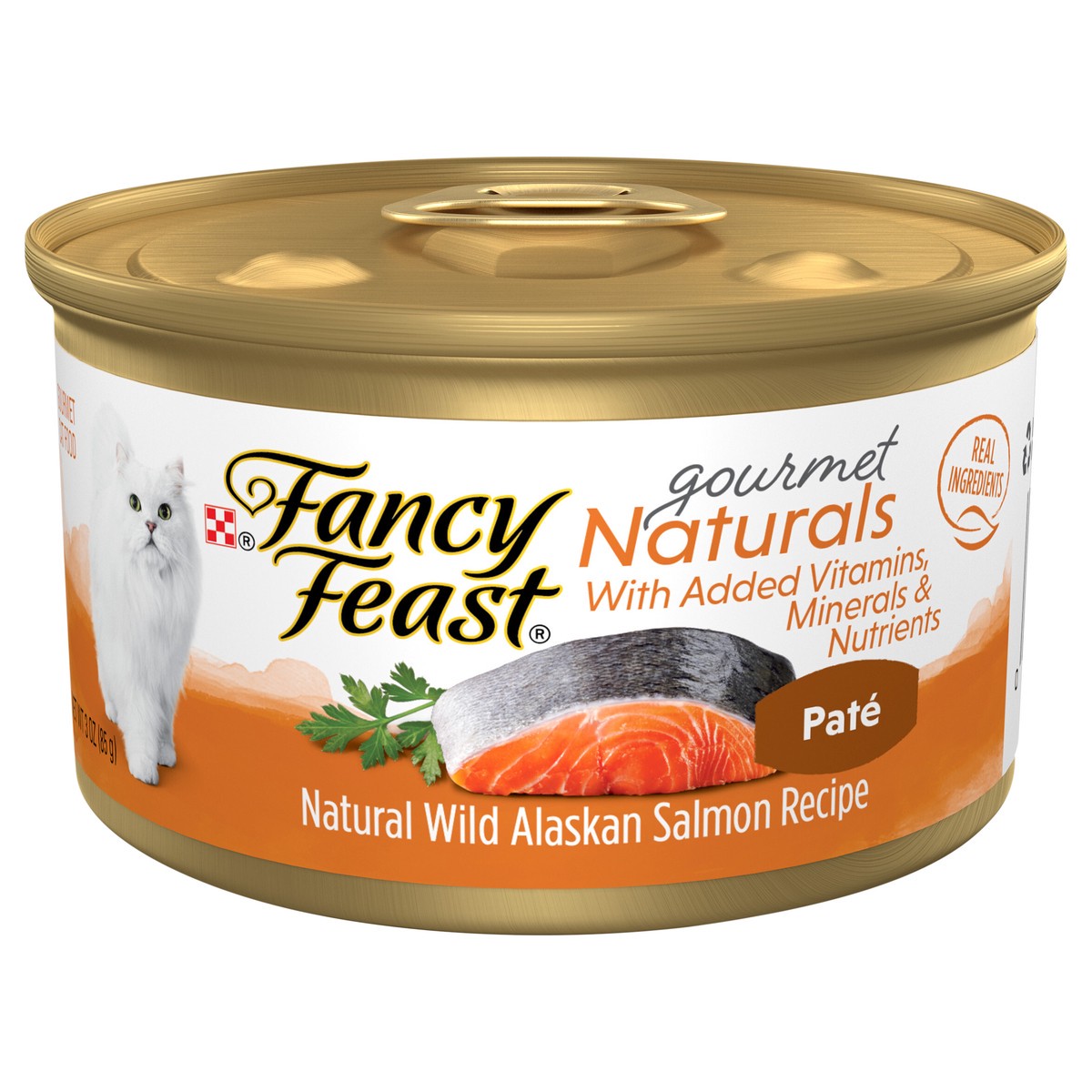 slide 1 of 6, Fancy Feast Gourmet Naturals Wild Alaskan Salmon Recipe Pate Adult Wet Cat Food, 3 oz