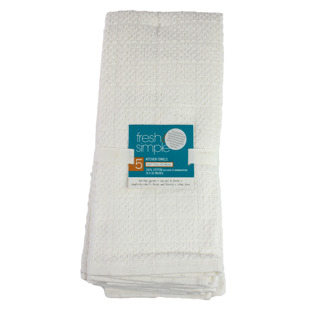 slide 1 of 2, Fresh & Simple Kitchen Towels White, 5 ct