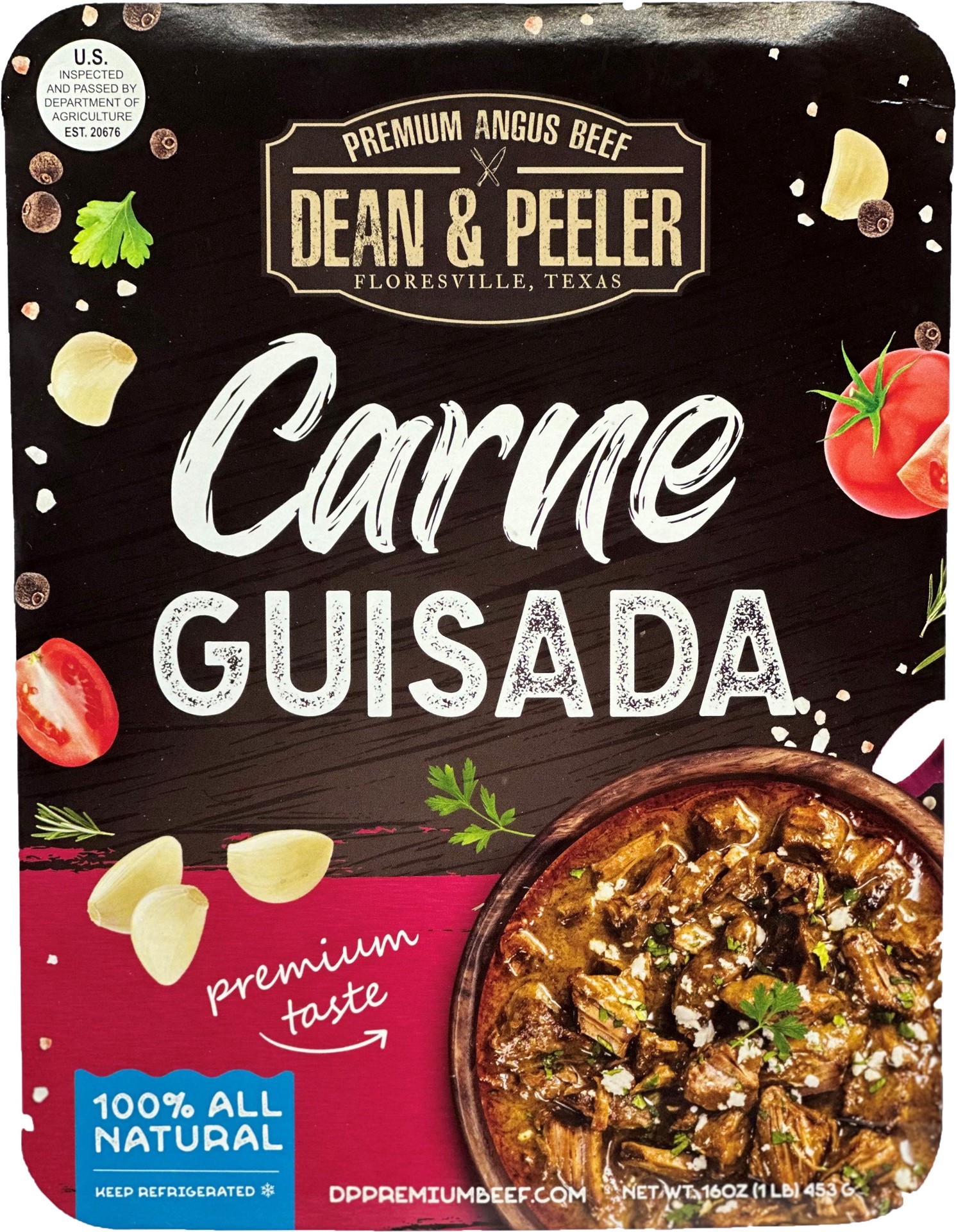 slide 1 of 1, Dean & Peeler Fully Cooked Carne Guisada, 16 oz