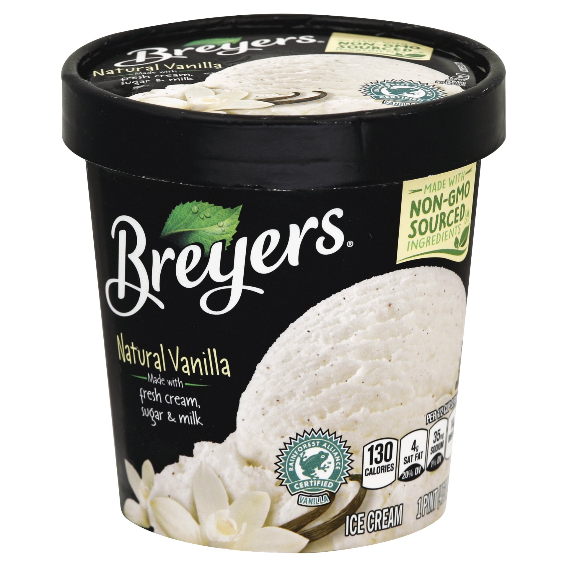 slide 1 of 1, Breyer's Natural Vanilla Ice Cream, 16 fl oz