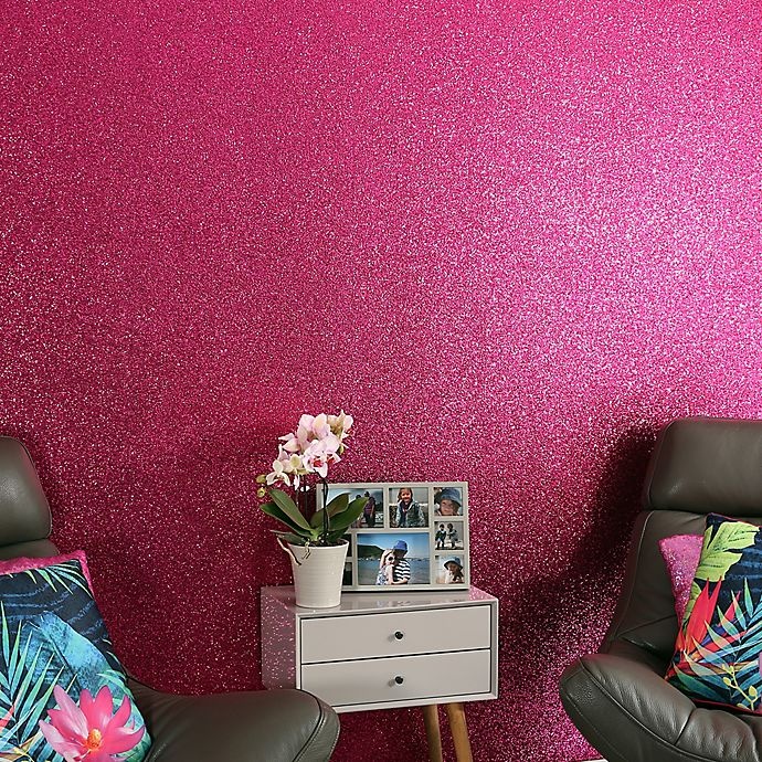 slide 1 of 8, Arthouse Sequin Sparkle Wallpaper - Hot Pink, 1 ct