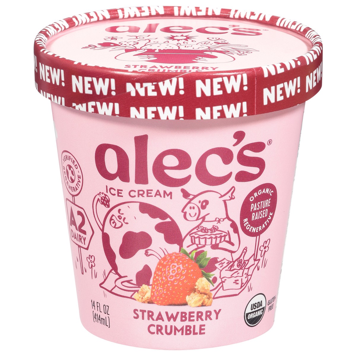 slide 12 of 13, Alec's Strawberry Crumble Ice Cream 14 fl oz, 14 fl oz