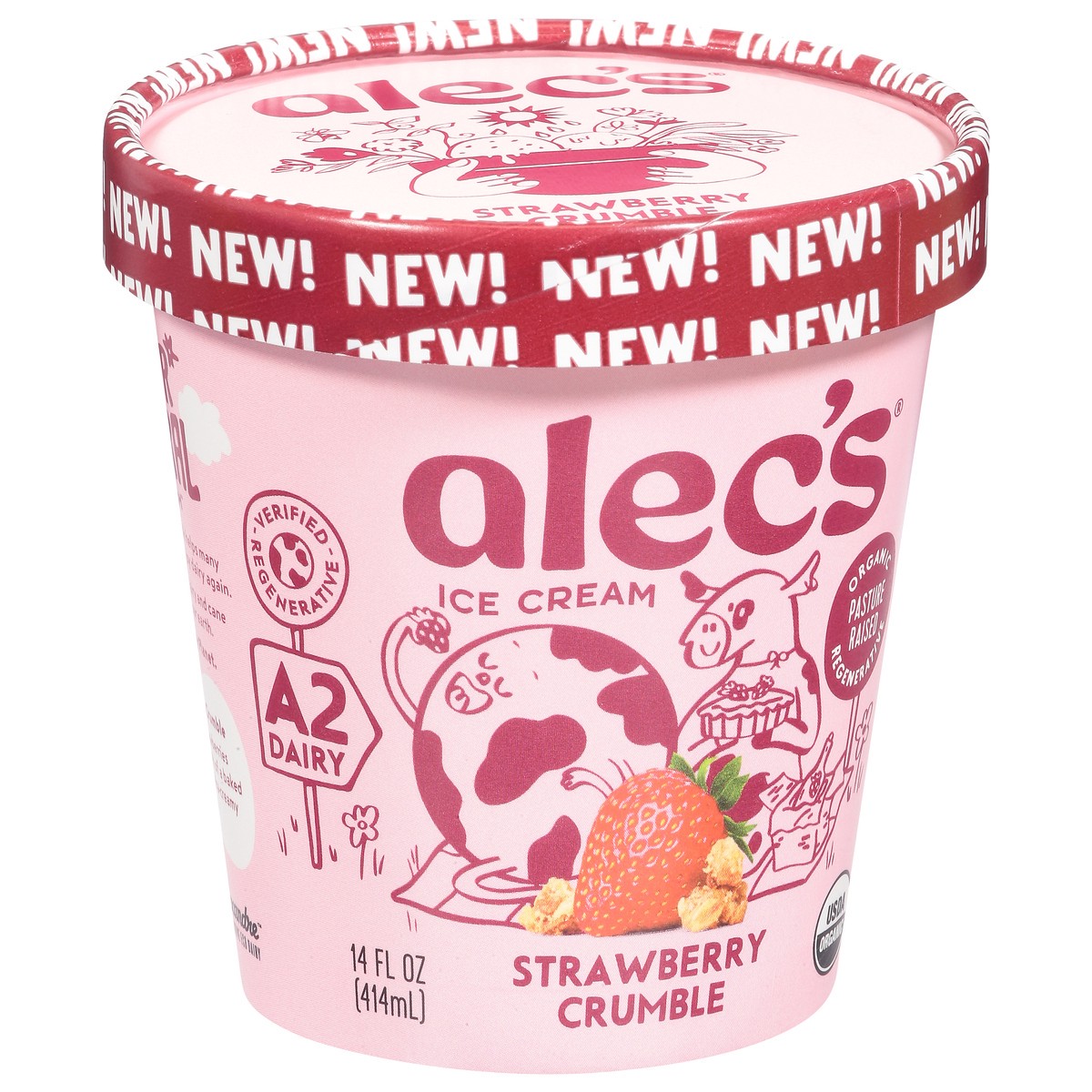 slide 6 of 13, Alec's Strawberry Crumble Ice Cream 14 fl oz, 14 fl oz