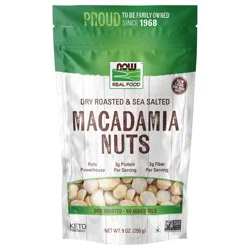 NOW Real Food Macadamia Nuts, Dry Roasted & Salted - 9 oz
