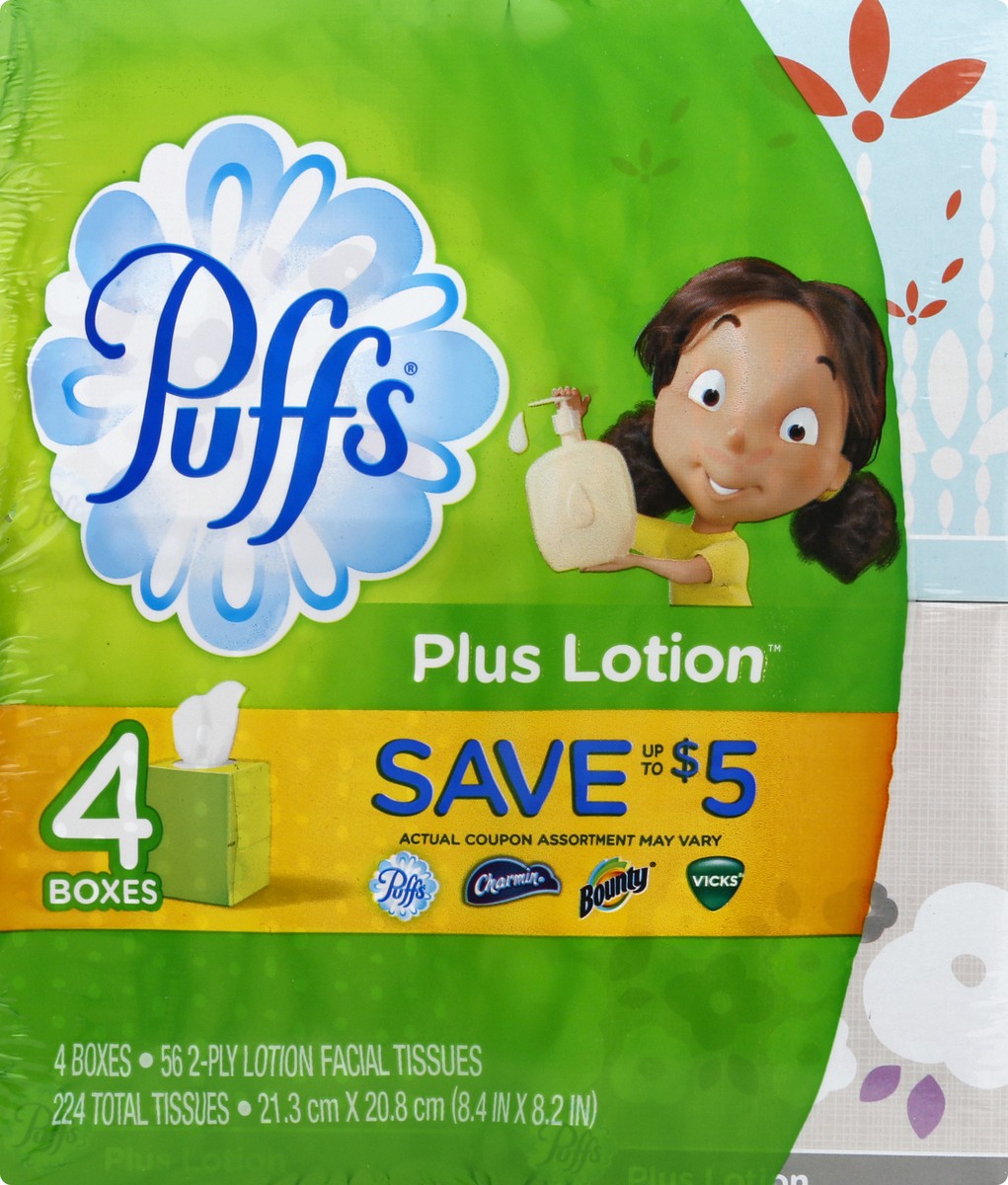 slide 1 of 9, Puffs Facial Tissues 4 ea, 4 ct