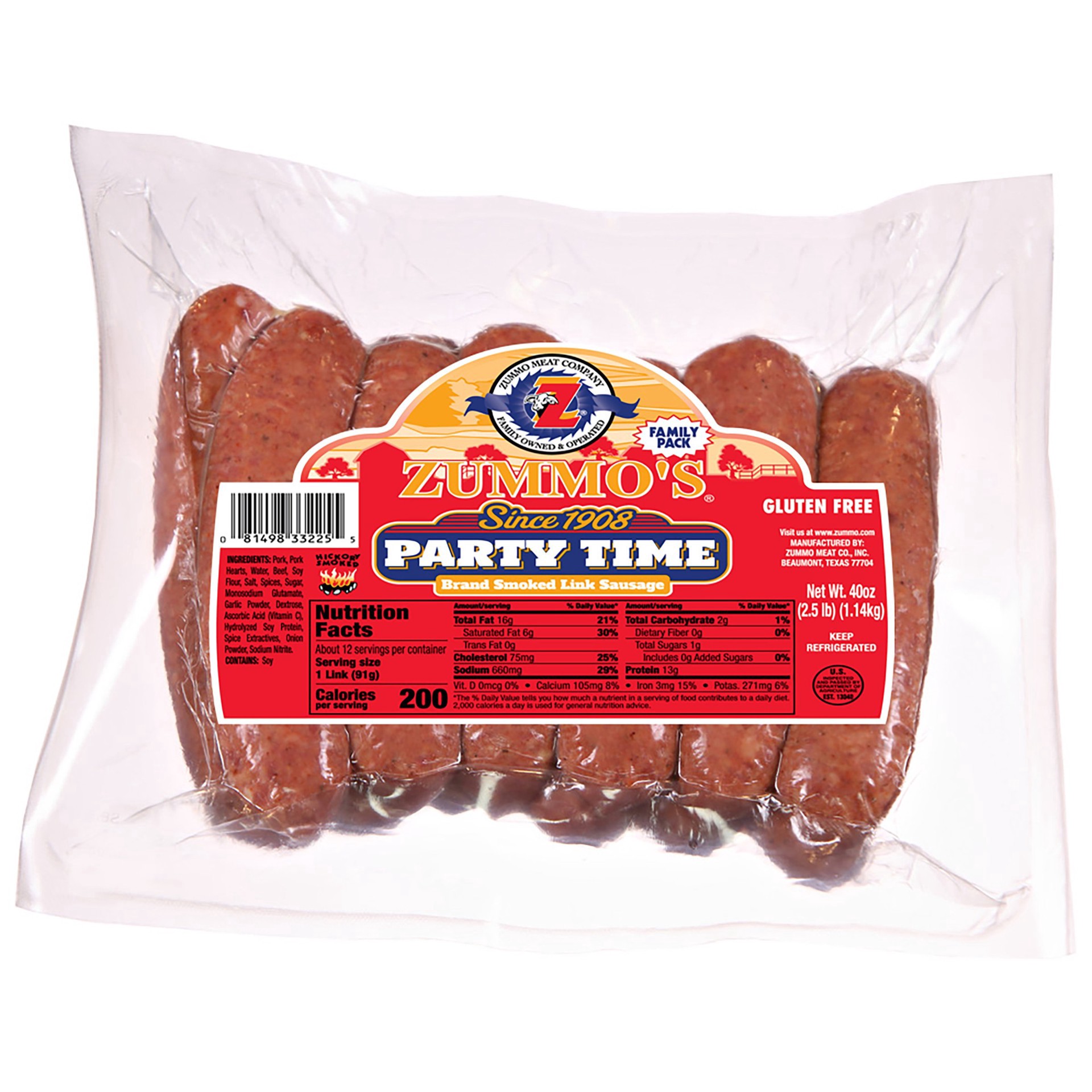 slide 1 of 1, Zummo's Party Time Smoked Sausage Links, 40 oz