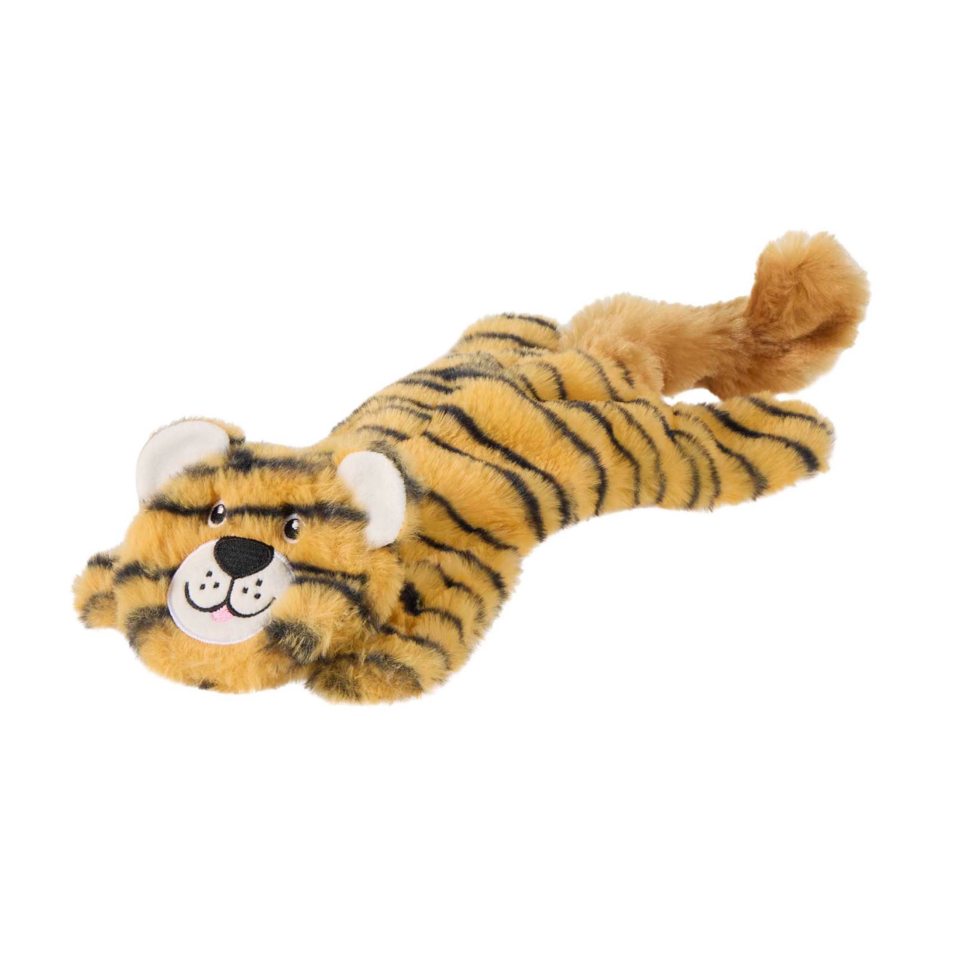 slide 1 of 1, Joyhound Crazy Comfy Flattie Tiger Squeaker Crinkle Plush Dog Toy, LG