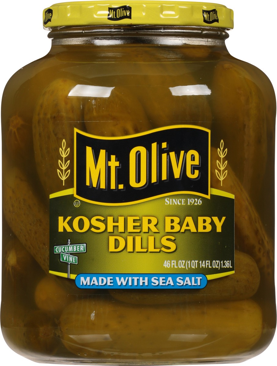 slide 3 of 7, Mt. Olive Kosher Baby Dill Pickles - 46 fl oz jar, 46 fl oz