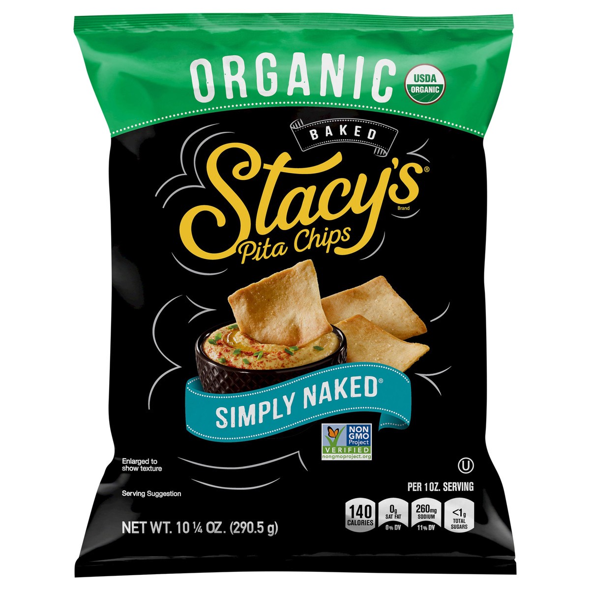 slide 1 of 4, Stacy's Organic Baked Simply Naked Pita Chips 10.25 oz Bag, 290.5 g