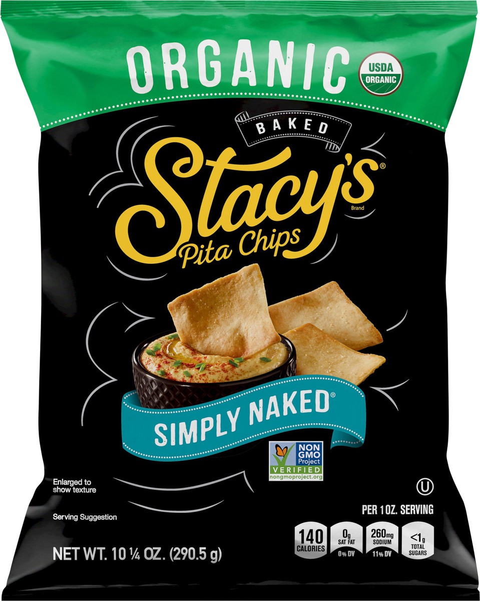 slide 4 of 4, Stacy's Organic Baked Simply Naked Pita Chips 10.25 oz Bag, 290.5 g
