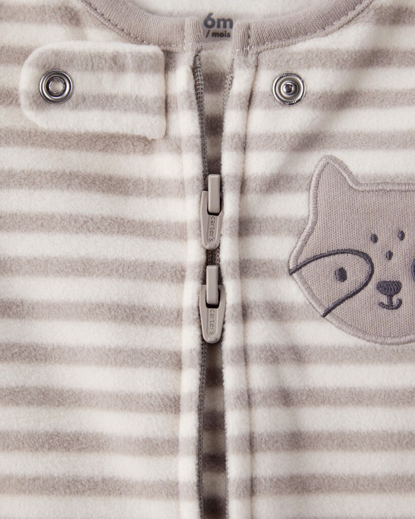 slide 3 of 4, Carter's Carters Baby Boy Fox Striped Loose Fit Long-Sleeve Sleep & Play Pajamas - Brown Brown 6M, 1 ct