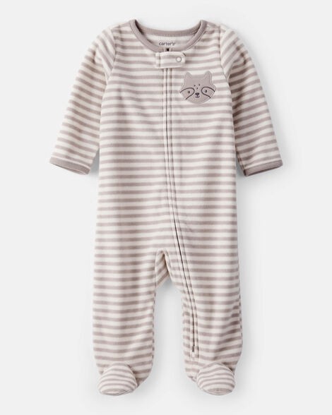 slide 1 of 4, Carter's Carters Baby Boy Fox Striped Loose Fit Long-Sleeve Sleep & Play Pajamas - Brown Brown 6M, 1 ct