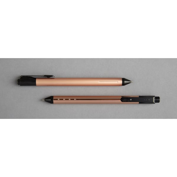 slide 4 of 7, TUL Fine Writing Solid Metal Barrel Ballpoint Pen With 2 Refills, Medium Point, Rose Gold Barrel, Black/Blue Ink, 1.0 mm, 1 ct