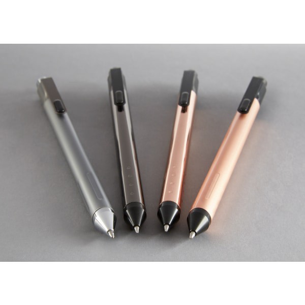 slide 3 of 7, TUL Fine Writing Solid Metal Barrel Ballpoint Pen With 2 Refills, Medium Point, Rose Gold Barrel, Black/Blue Ink, 1.0 mm, 1 ct