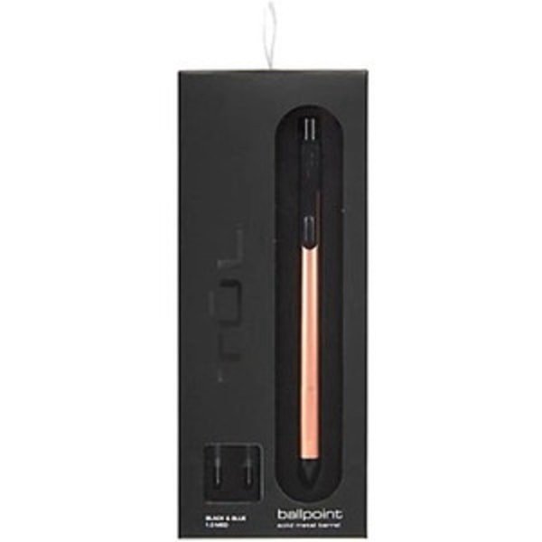 slide 7 of 7, TUL Fine Writing Solid Metal Barrel Ballpoint Pen With 2 Refills, Medium Point, Rose Gold Barrel, Black/Blue Ink, 1.0 mm, 1 ct