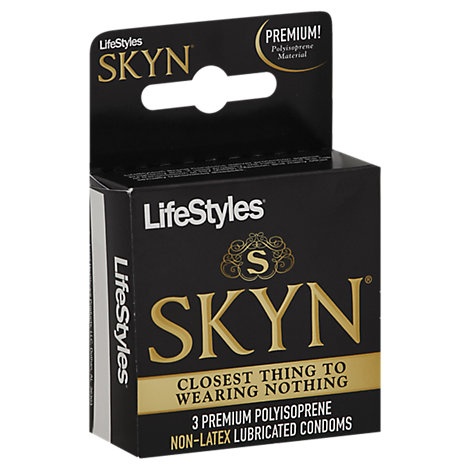 slide 1 of 1, Skyn Lubricated Condoms Non-Latex Original, 3 ct