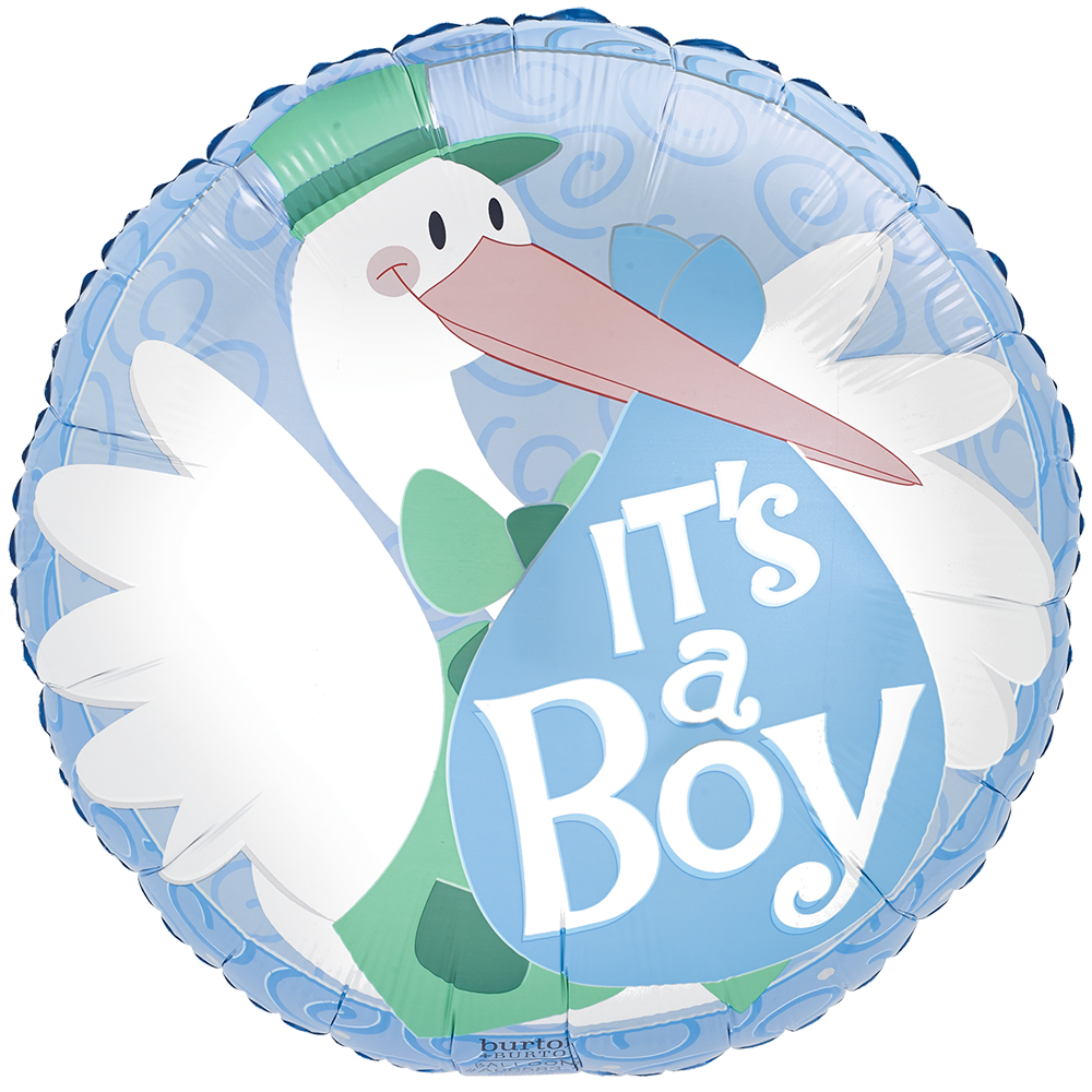 slide 1 of 1, Burton + Burton Stork It's A Boy Standard Balloon, 1 ct