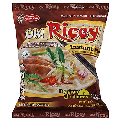 slide 1 of 1, Acecook Oh Ricey, Rice Noodle with Beef Flavor, 2.5 oz