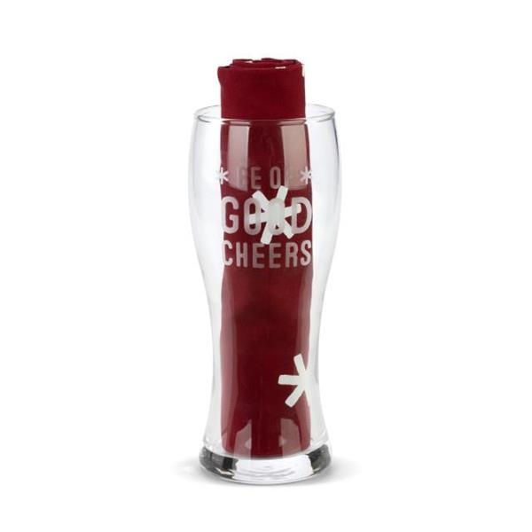 slide 1 of 1, DEMDACO Good Cheers Pilsner Glass & Towel Set, 1 ct