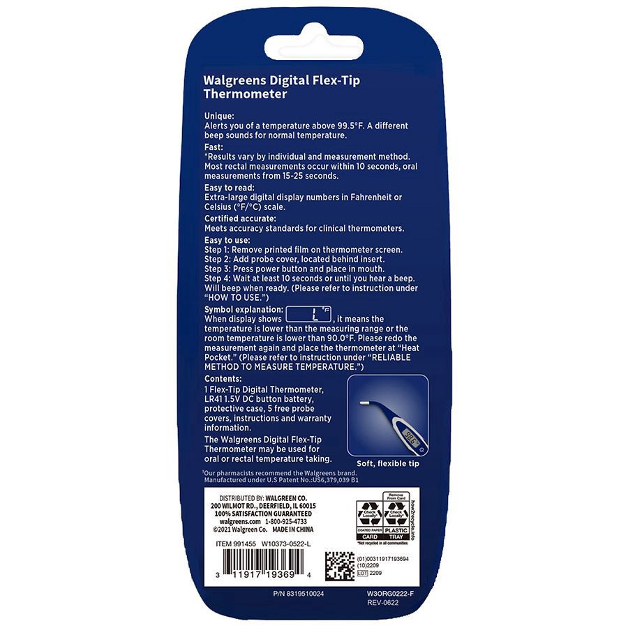 slide 3 of 3, Walgreens 10-Second Flex-Tip Digital Thermometer, 1 ct