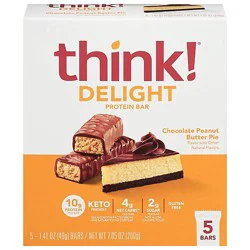 Think! Keto Protein Chocolate Peanut Butter Pie Bar - 5-1.41 Oz