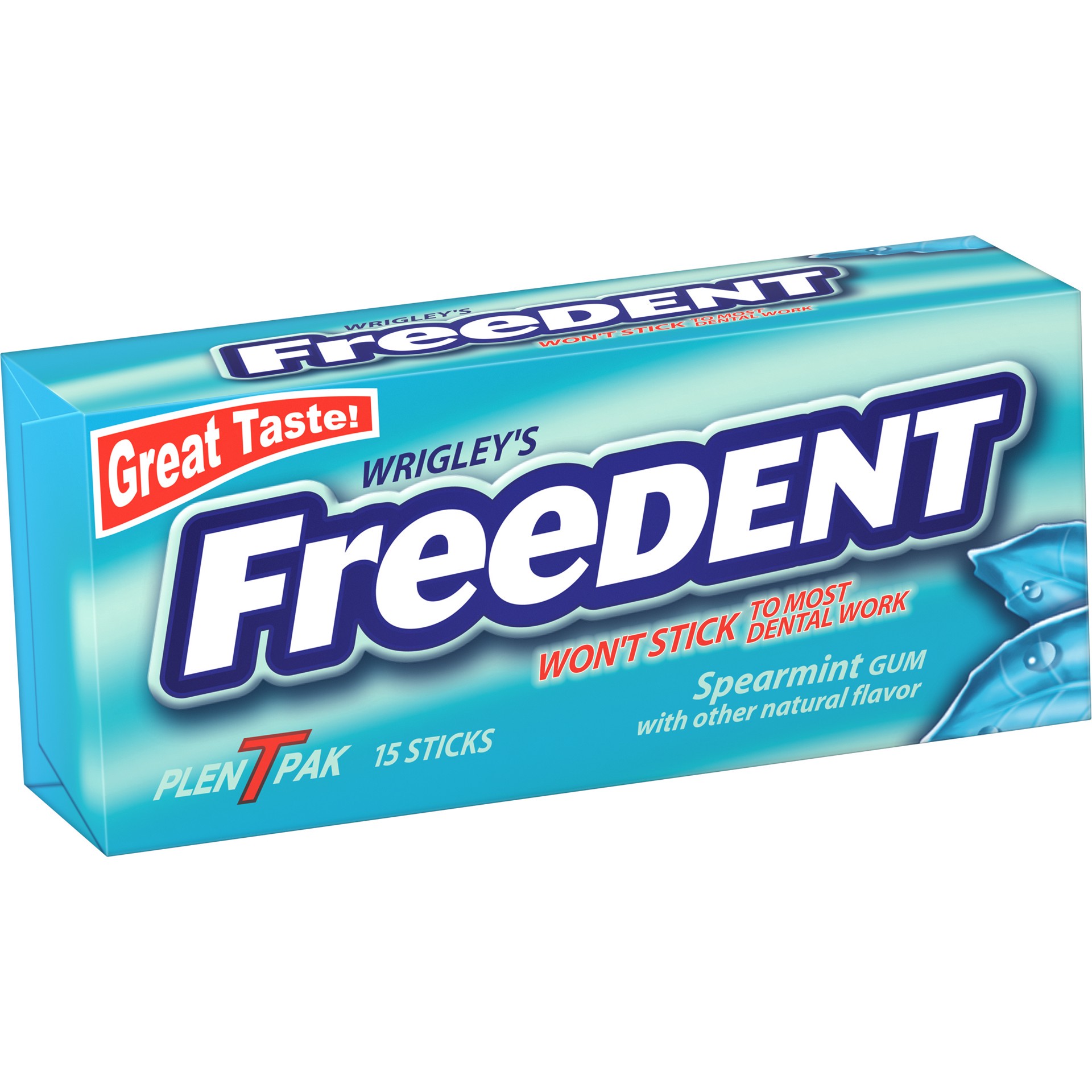 slide 1 of 1, Freedent WRIGLEY'S FREEDENT Spearmint Chewing Gum, Single Pack, 15 Stick, 15 pc