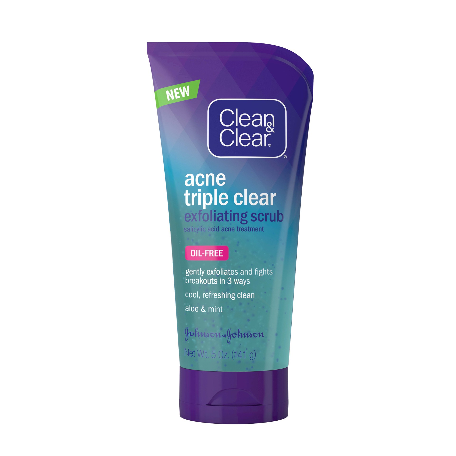 slide 4 of 9, Clean & Clear Acne Triple Clear Exfoliating Scrub Oil Free, 5 oz