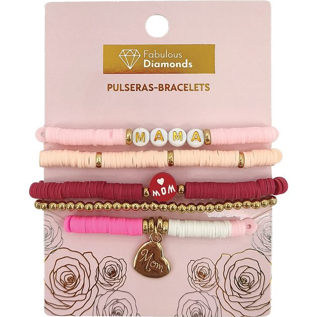 slide 1 of 1, CREATIVE HOME Mama Bracelet Pink 5Pc Set, 5 ct