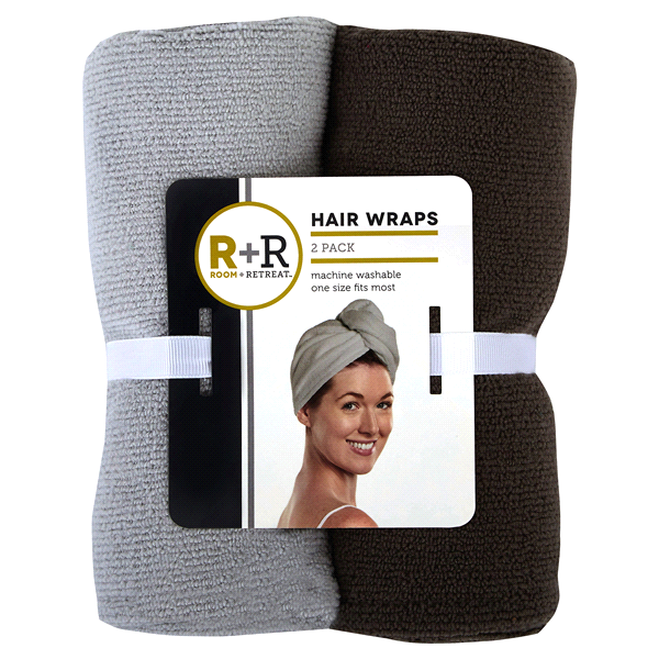 slide 1 of 1, Room and Retreat Dark Grey/Light Grey Hair Wrap, 1 ct