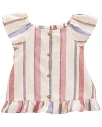Carters Toddler Striped LENZING ECOVERO Linen Top Ivory 5T