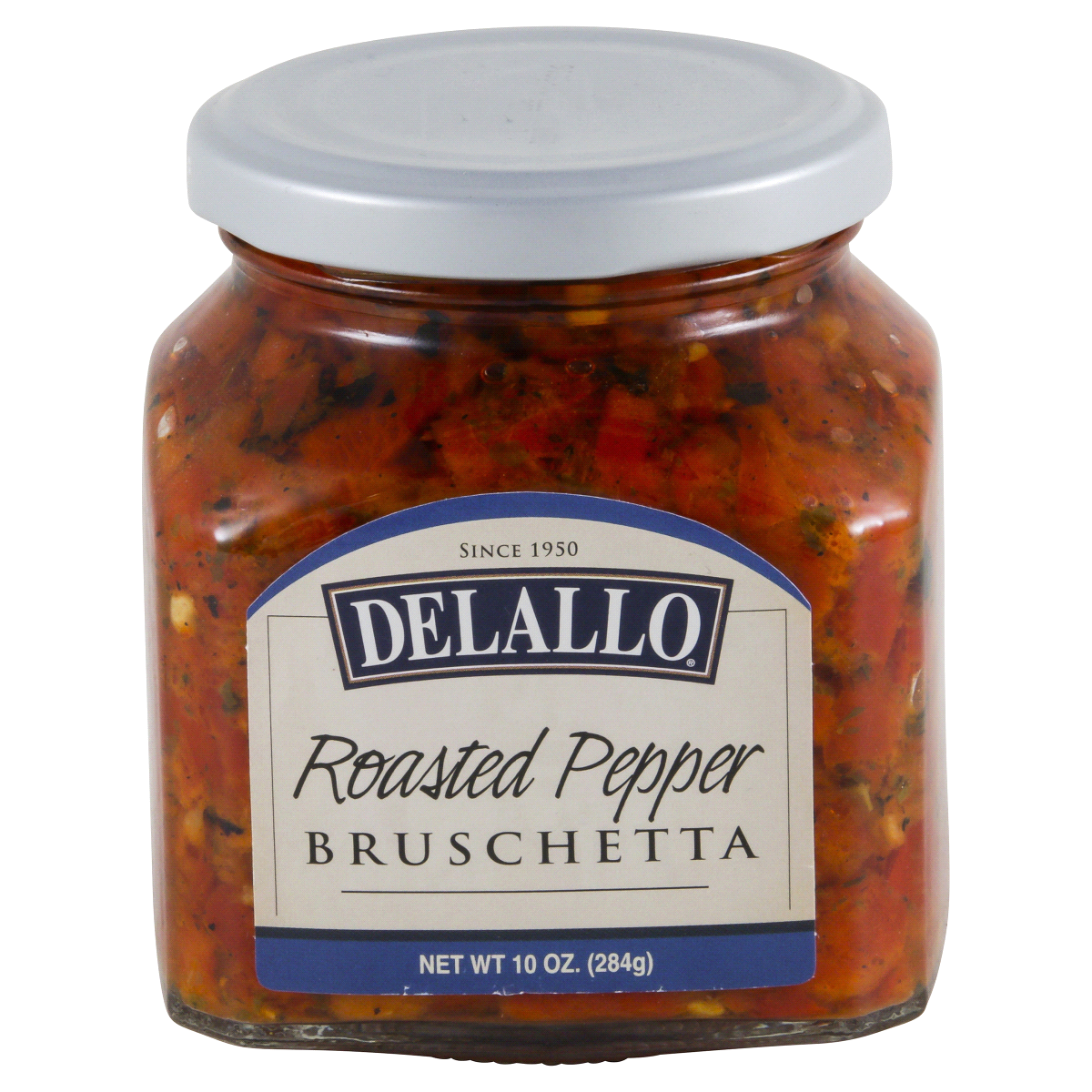 slide 1 of 9, Delallo Roasted Pepper Bruschetta, 10 oz