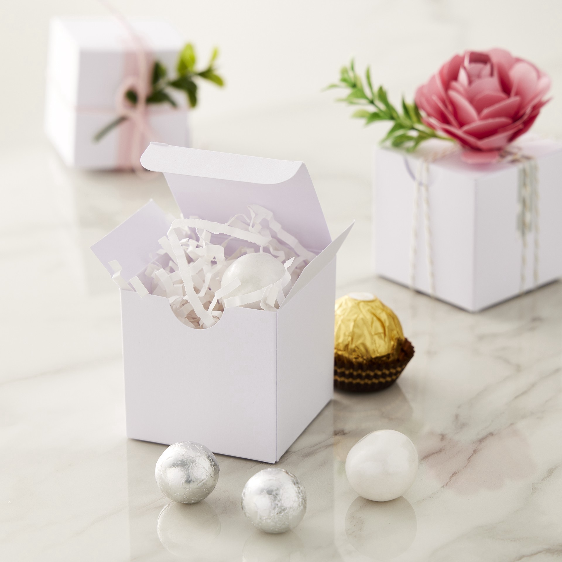 slide 2 of 4, White Favor Box Kit By Celebrate It, 2.25 in x 2.25 in x 2.25 in